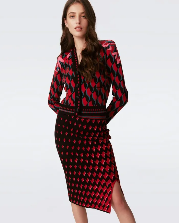 Women Hima Cardigan Bird Weave Pink Gradient DVF Sweaters and Knits