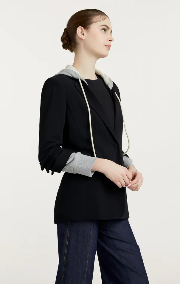 Women Hooded Khloe Blazer Blackheathergrey Cinq Sept Blazers