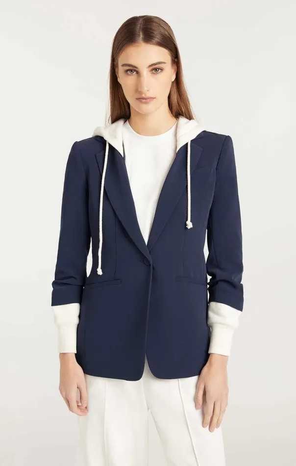Women Hooded Khloe Blazer Navyivory Cinq Sept Jackets