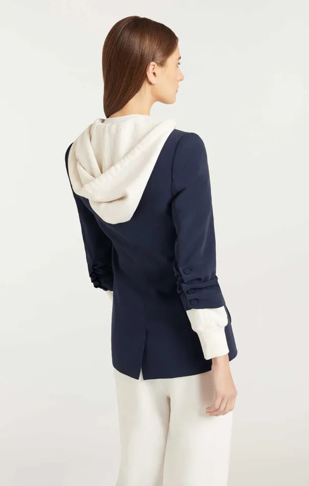 Women Hooded Khloe Blazer Navyivory Cinq Sept Jackets