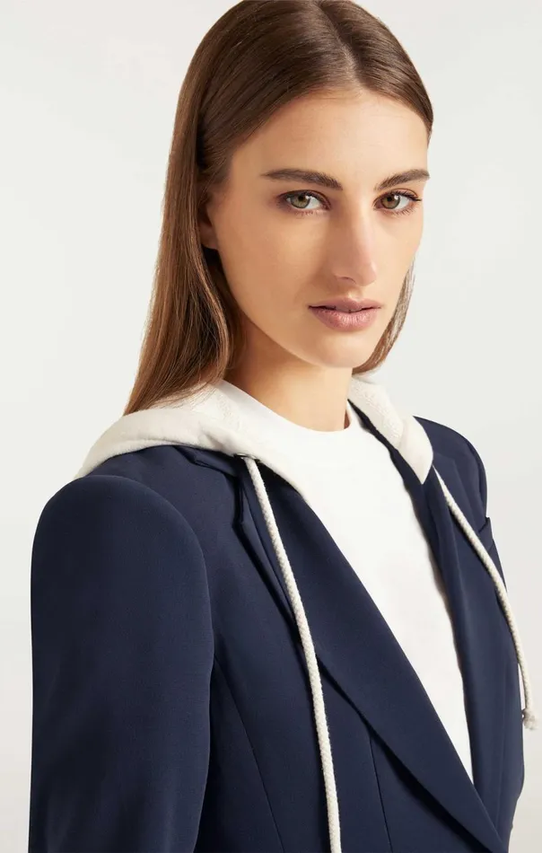 Women Hooded Khloe Blazer Navyivory Cinq Sept Jackets