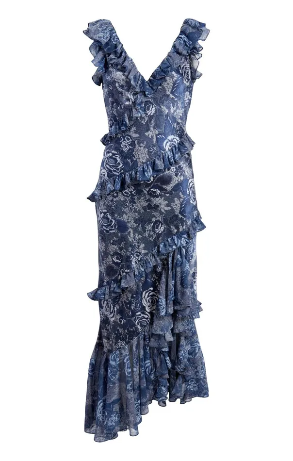Women Indigo Floral Ora Dress Indigomulti Cinq Sept Cocktail and Evening