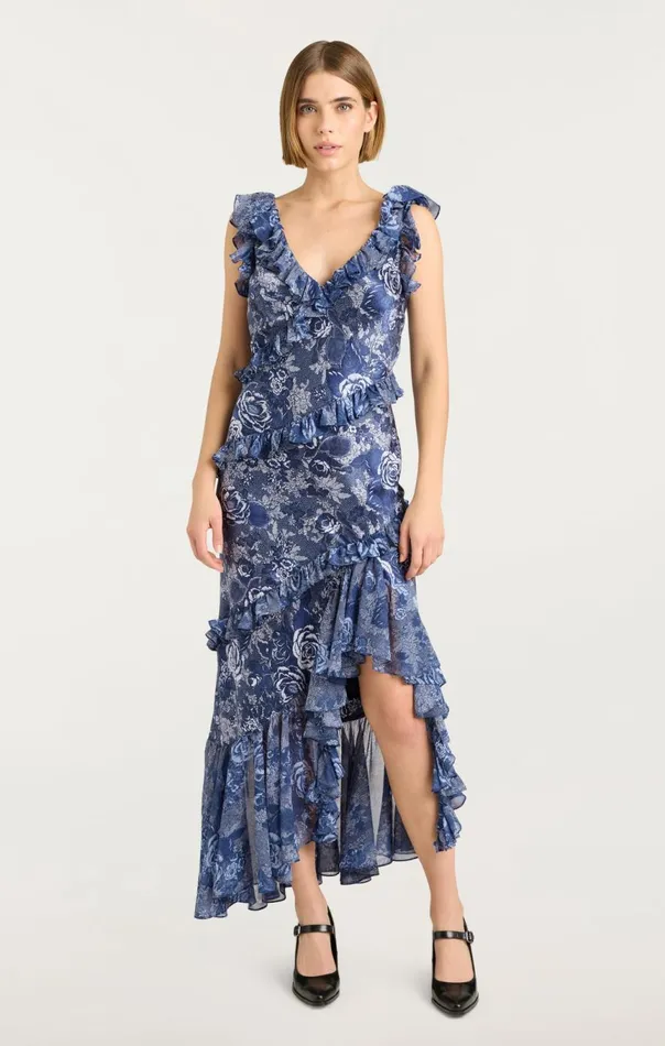Women Indigo Floral Ora Dress Indigomulti Cinq Sept Cocktail and Evening