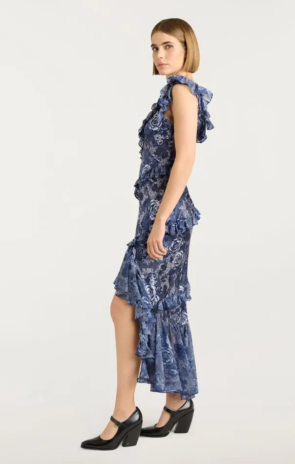 Women Indigo Floral Ora Dress Indigomulti Cinq Sept Cocktail and Evening