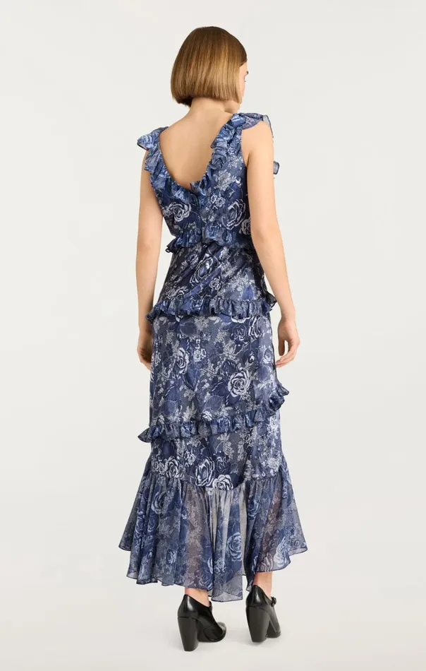 Women Indigo Floral Ora Dress Indigomulti Cinq Sept Cocktail and Evening