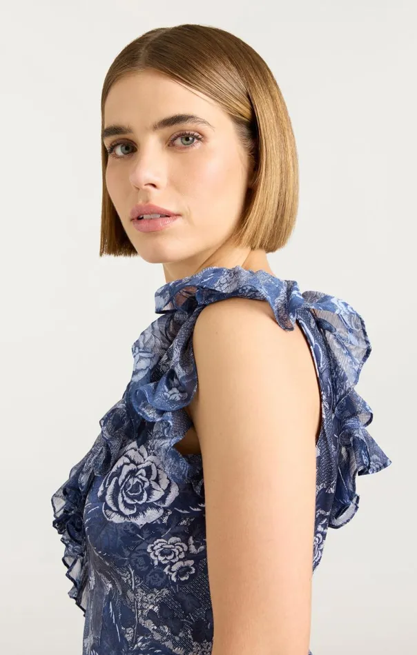 Women Indigo Floral Ora Dress Indigomulti Cinq Sept Cocktail and Evening