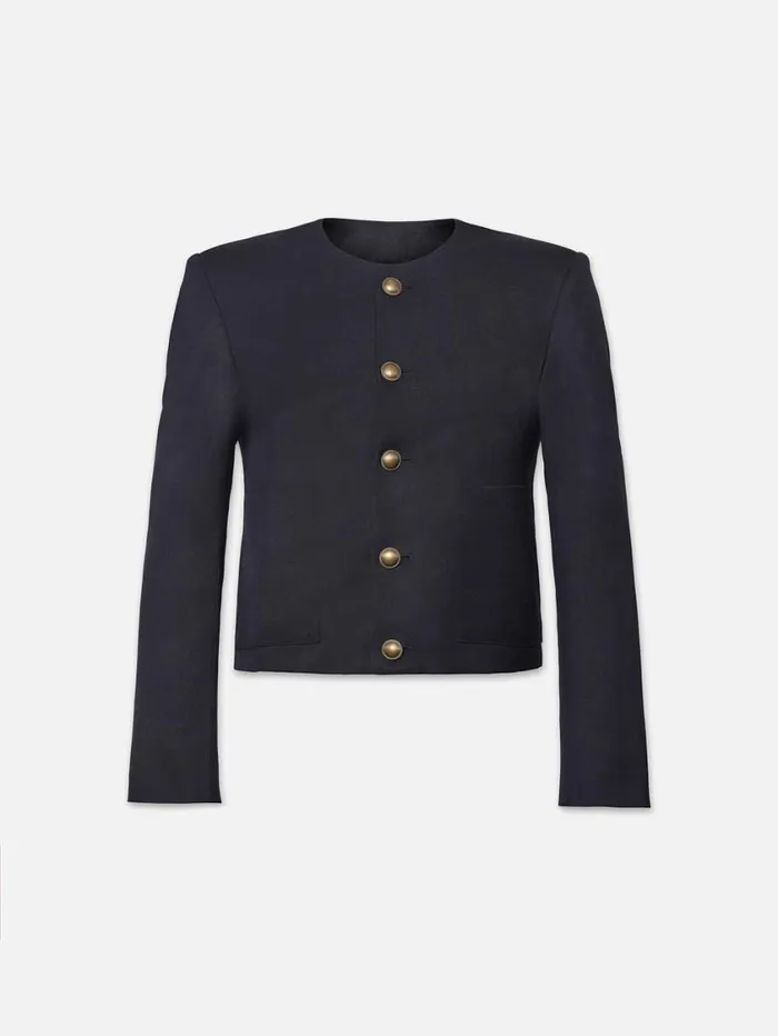 Women Jackets and Coats FRAME Button Front Jacket 8212 Navy
