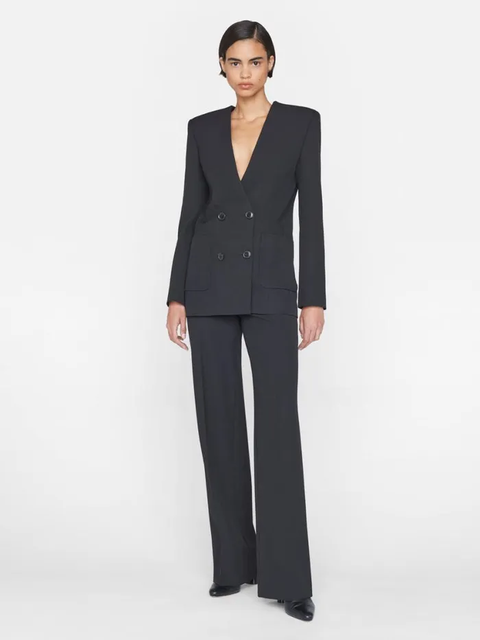 Women Jackets and Coats FRAME Clean Double Breasted Blazer 8212 Noir