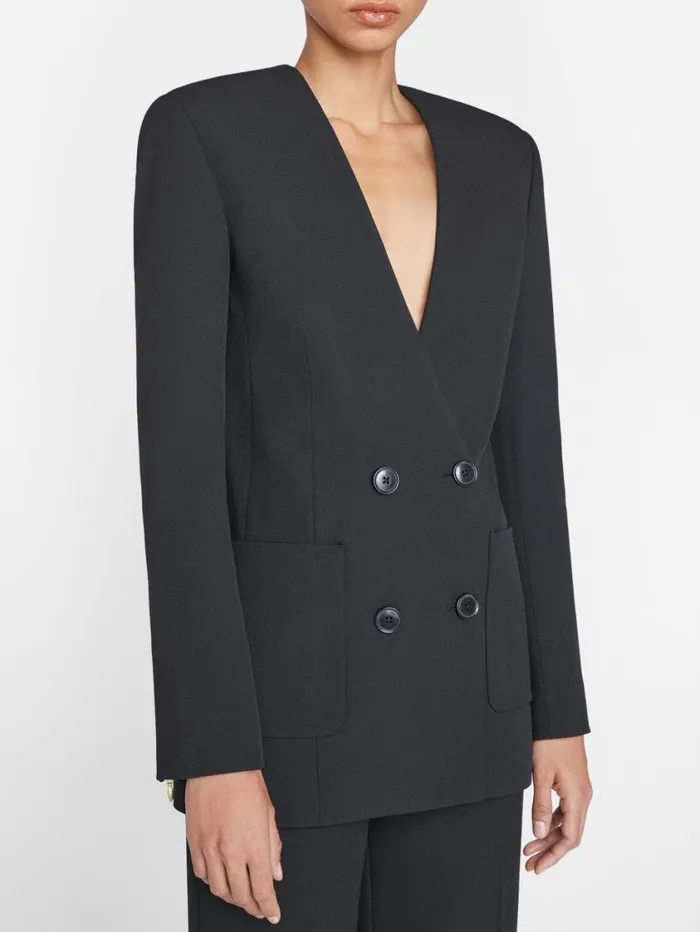 Women Jackets and Coats FRAME Clean Double Breasted Blazer 8212 Noir