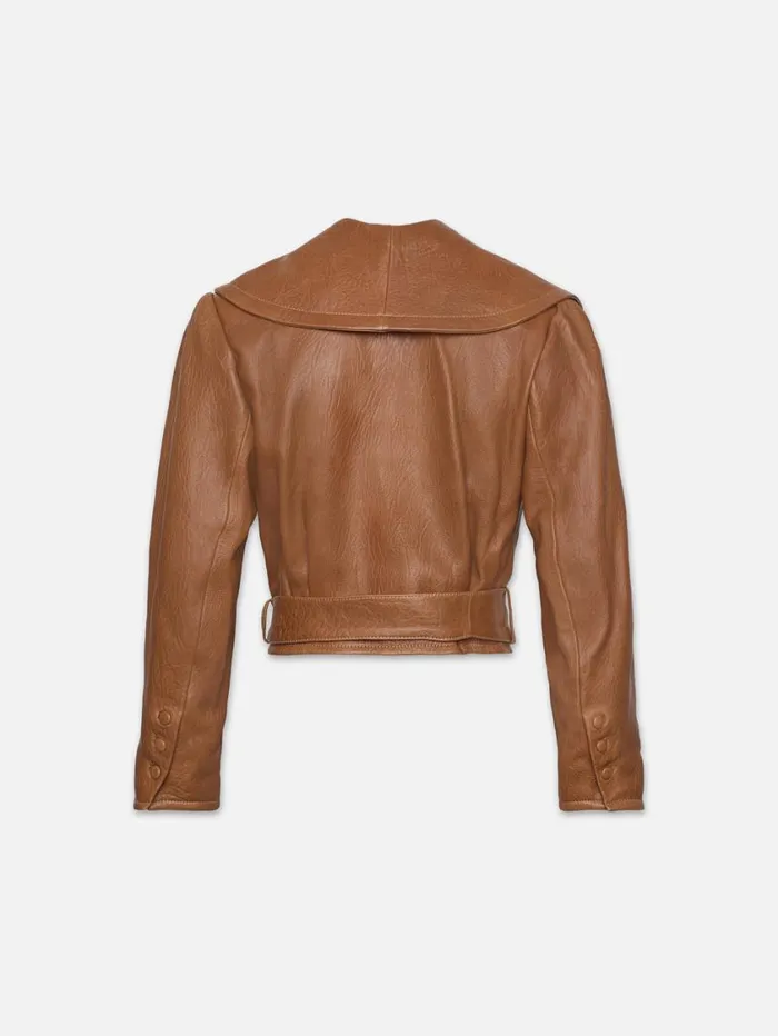 Women Jackets and Coats FRAME Cropped Belted Leather Jacket 8212 Camel Women Jackets and Coats FRAME Cropped Belted Leather Jacket 8212 Camel