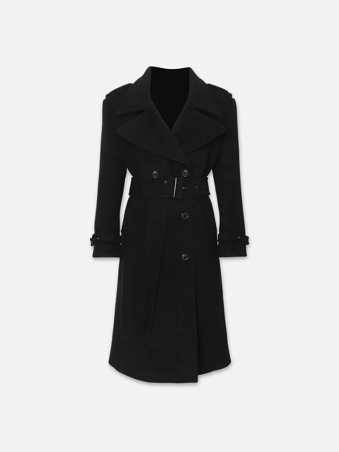 Women Jackets and Coats FRAME Double Breasted Belted Coat 8212 Noir