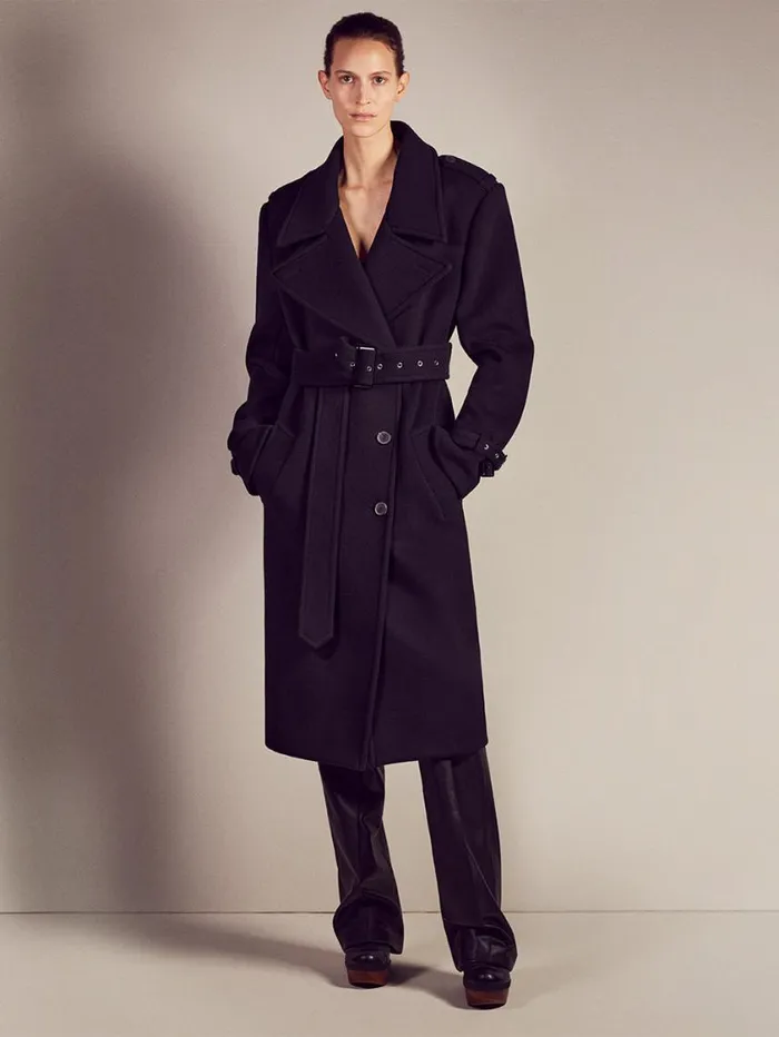 Women Jackets and Coats FRAME Double Breasted Belted Coat 8212 Noir