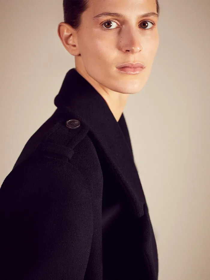 Women Jackets and Coats FRAME Double Breasted Belted Coat 8212 Noir