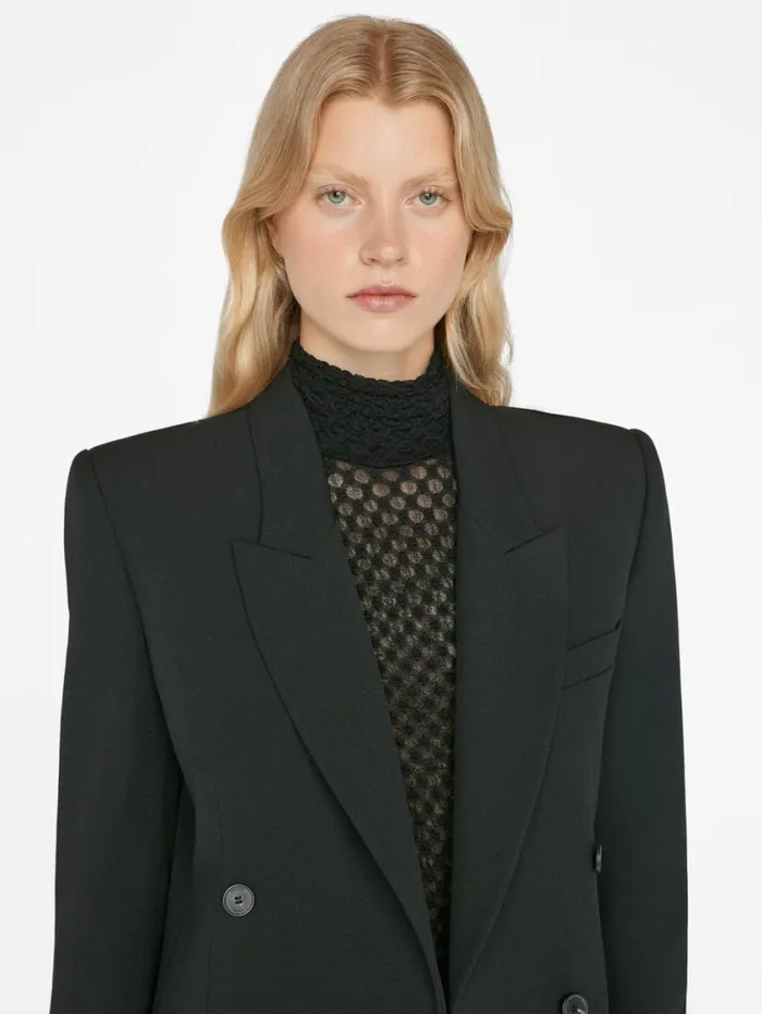 Women Jackets and Coats FRAME Double Breasted Slim Blazer 8212 Noir