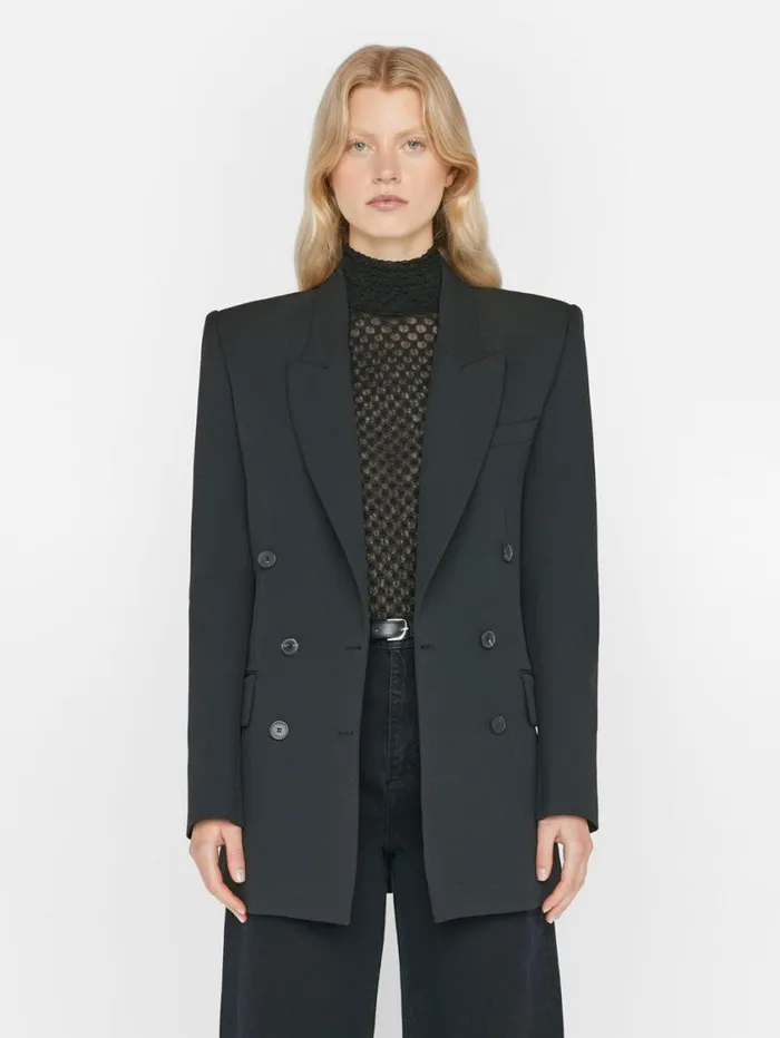Women Jackets and Coats FRAME Double Breasted Slim Blazer 8212 Noir