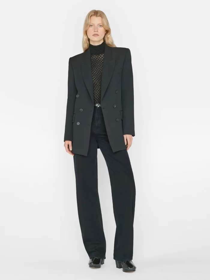 Women Jackets and Coats FRAME Double Breasted Slim Blazer 8212 Noir