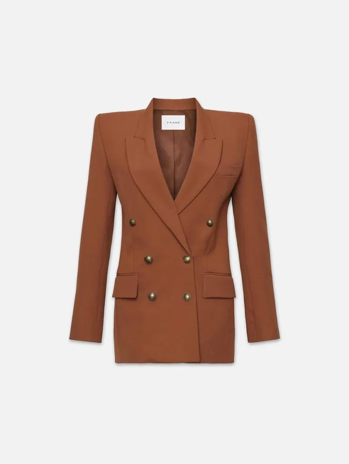 Women Jackets and Coats FRAME Double Breasted Slim Blazer 8212 Tawny