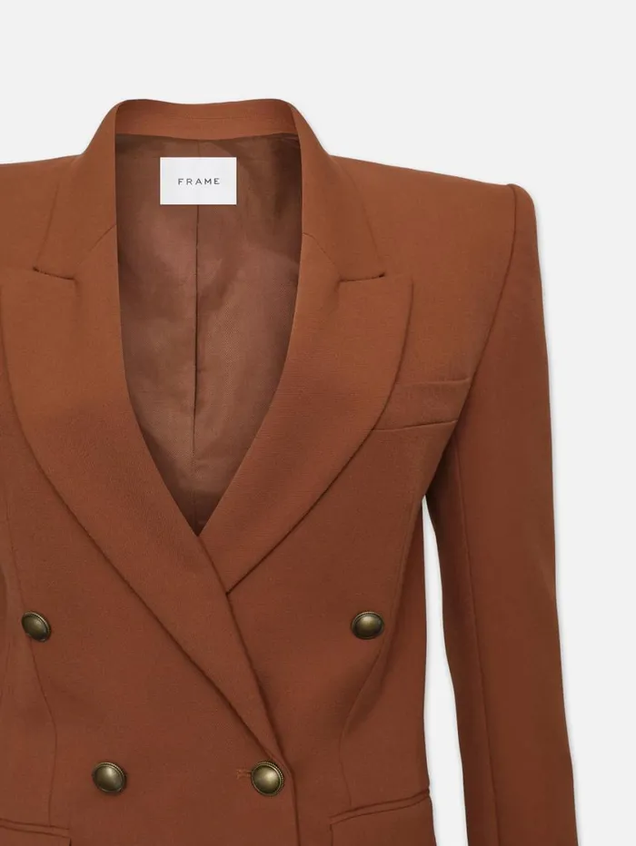 Women Jackets and Coats FRAME Double Breasted Slim Blazer 8212 Tawny