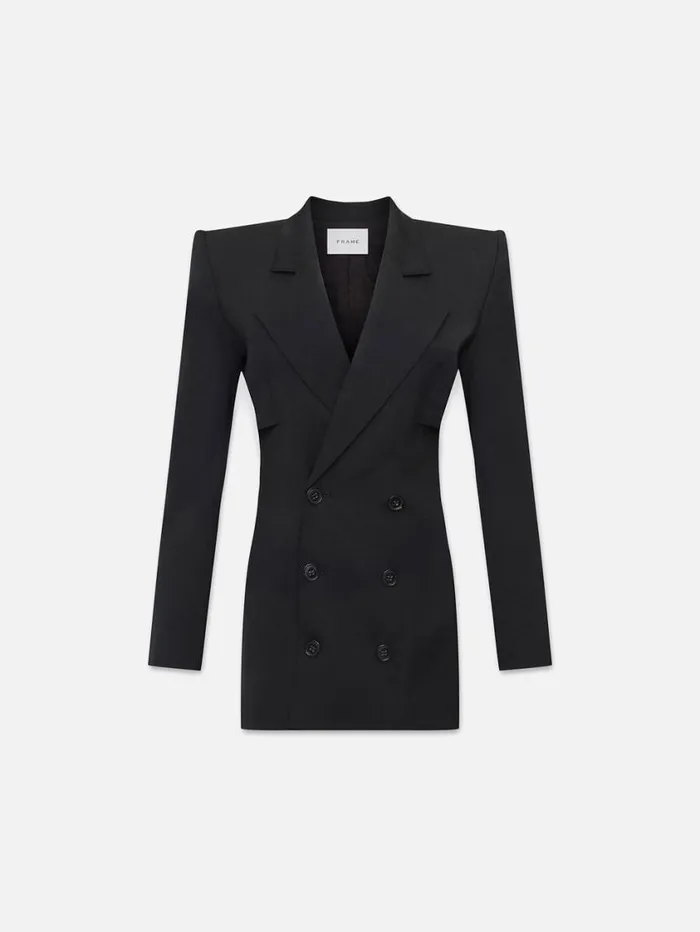 Women Jackets and Coats FRAME Fitted Storm Flap Blazer 8212 Black
