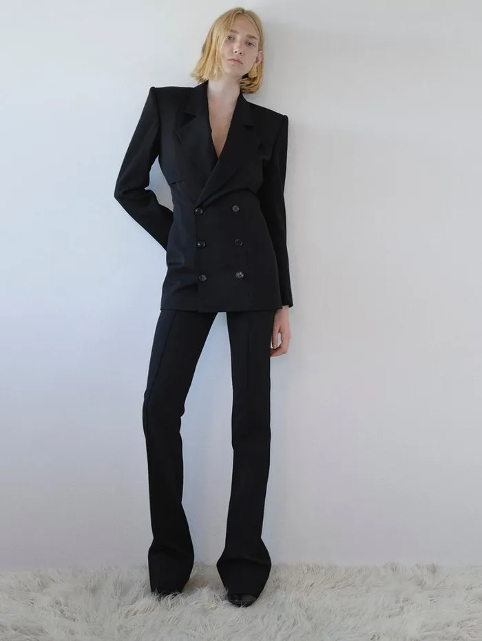 Women Jackets and Coats FRAME Fitted Storm Flap Blazer 8212 Black