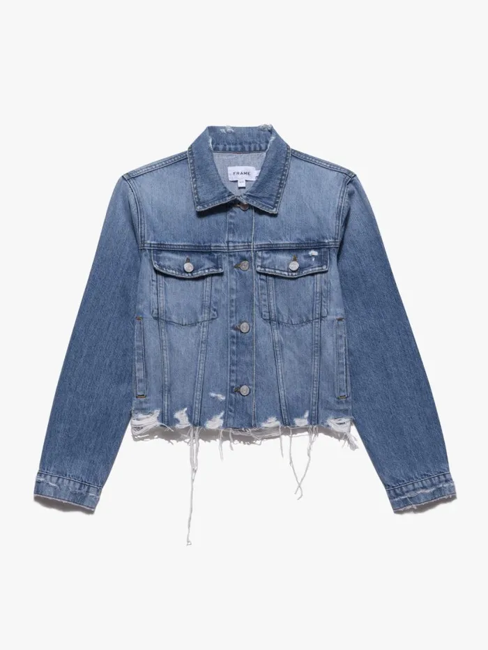 Women Jackets and Coats FRAME Le Vintage Jacket Raw Hem 8212 Rossum Rips