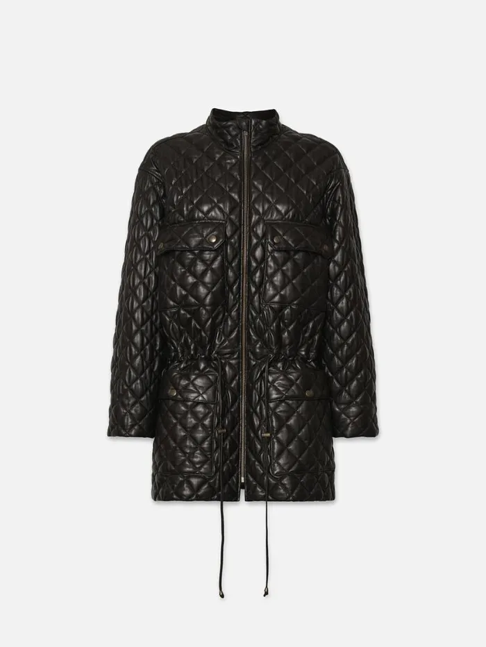Women Jackets and Coats FRAME Leather Quilted Parka 8212 Black Women Jackets and Coats FRAME Leather Quilted Parka 8212 Black