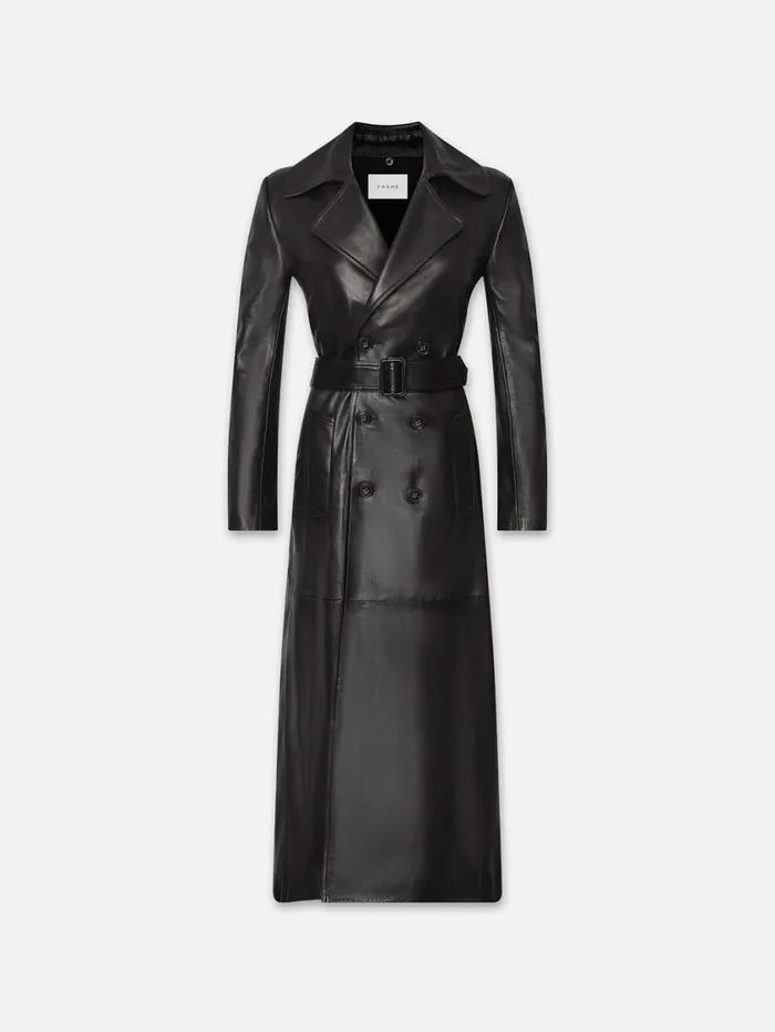 Women Jackets and Coats FRAME Leather Trench 8212 Black
