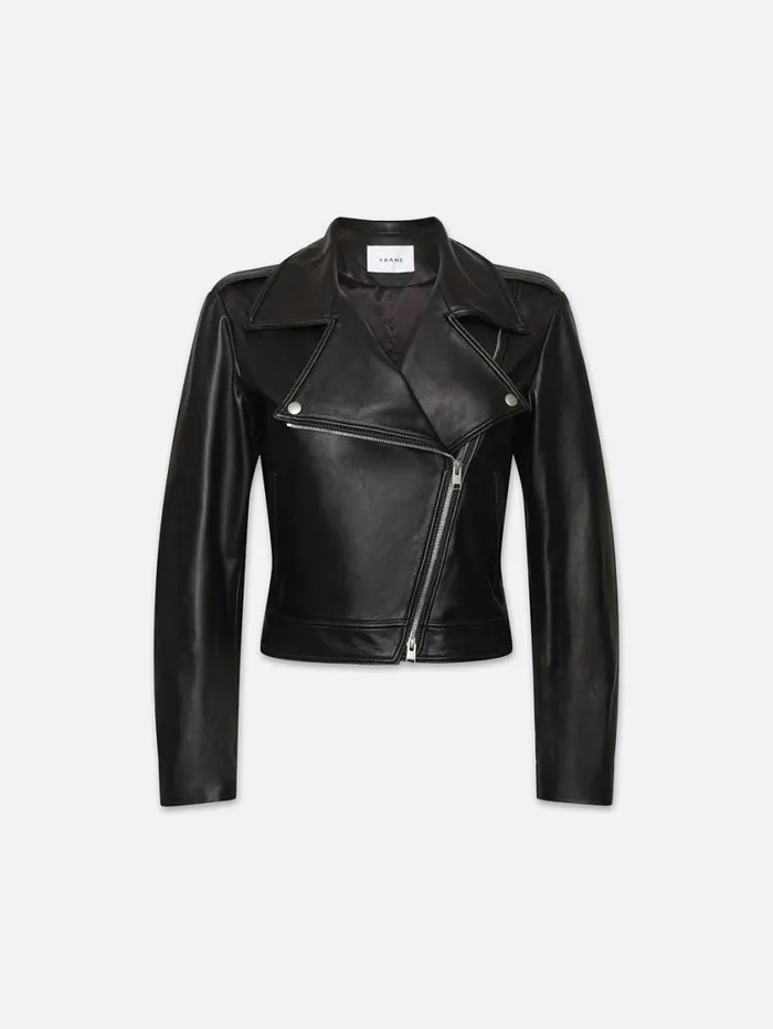 Women Jackets and Coats FRAME Moto Leather Jacket 8212 Noir