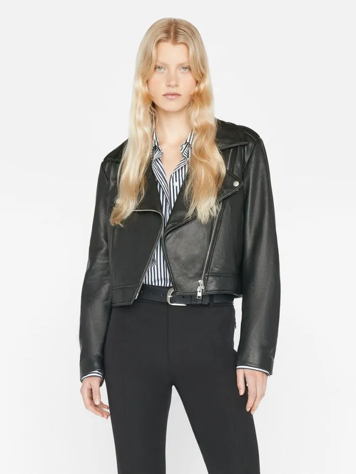Women Jackets and Coats FRAME Moto Leather Jacket 8212 Noir Women Jackets and Coats FRAME Moto Leather Jacket 8212 Noir