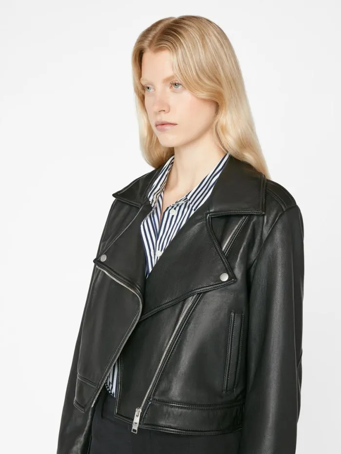 Women Jackets and Coats FRAME Moto Leather Jacket 8212 Noir Women Jackets and Coats FRAME Moto Leather Jacket 8212 Noir