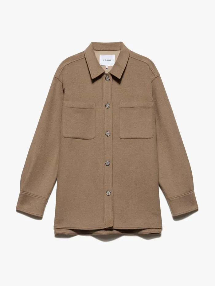 Women Jackets and Coats FRAME Oversized Trucker Shirt Jacket 8212 Light Camel