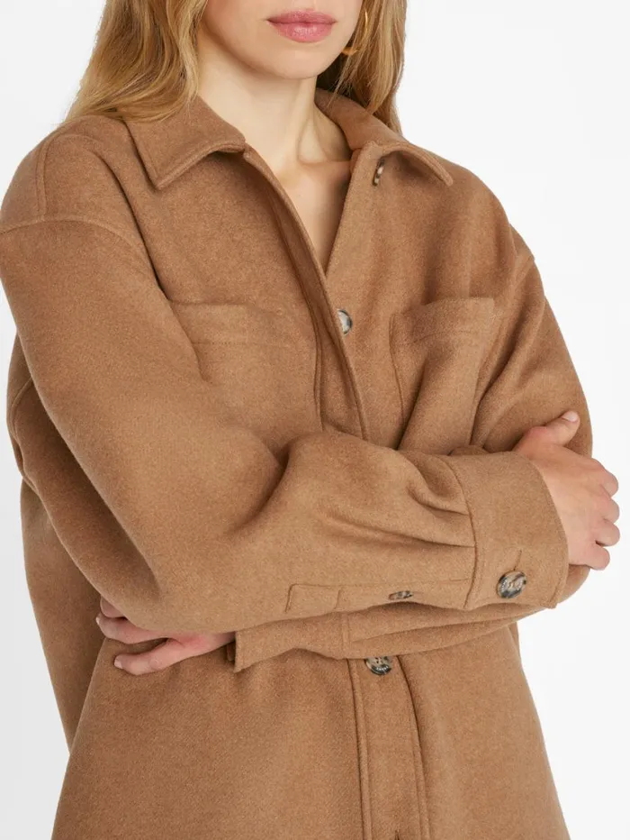Women Jackets and Coats FRAME Oversized Trucker Shirt Jacket 8212 Light Camel Women Jackets and Coats FRAME Oversized Trucker Shirt Jacket 8212 Light Camel
