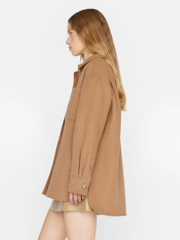 Women Jackets and Coats FRAME Oversized Trucker Shirt Jacket 8212 Light Camel Women Jackets and Coats FRAME Oversized Trucker Shirt Jacket 8212 Light Camel