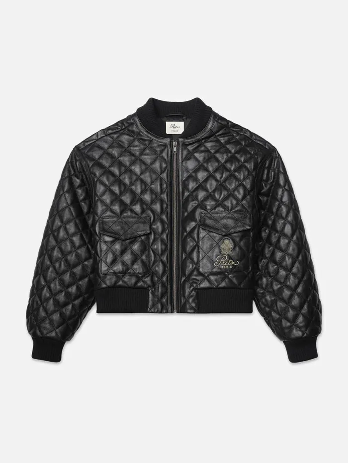 Women Jackets and Coats FRAME Ritz Women039s Quilted Leather Bomber 8212 Black