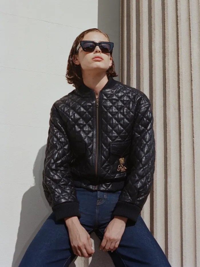 Women Jackets and Coats FRAME Ritz Women039s Quilted Leather Bomber 8212 Black