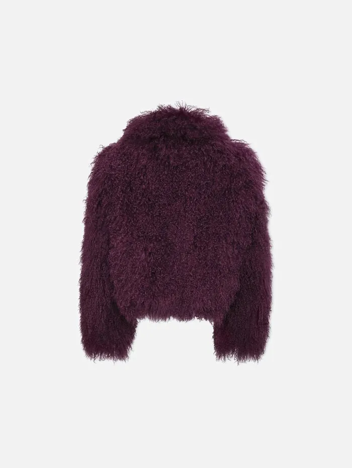Women Jackets and Coats FRAME Shaggy Shearling Coat 8212 Plum
