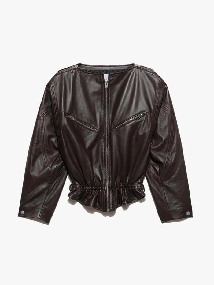 Women Jackets and Coats FRAME Slouchy Zip Up Jacket 8212 Espresso