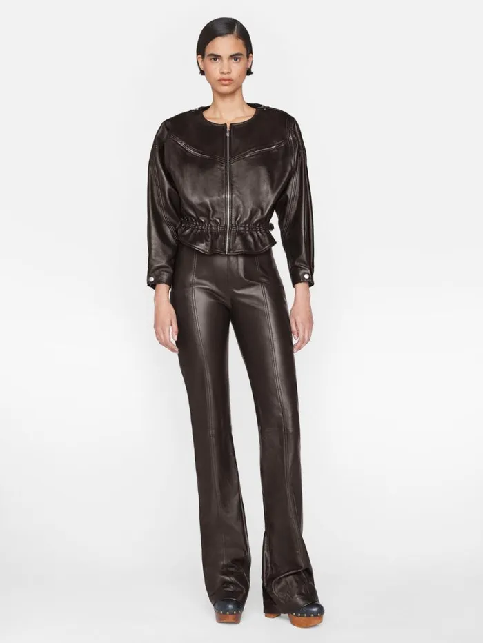 Women Jackets and Coats FRAME Slouchy Zip Up Jacket 8212 Espresso