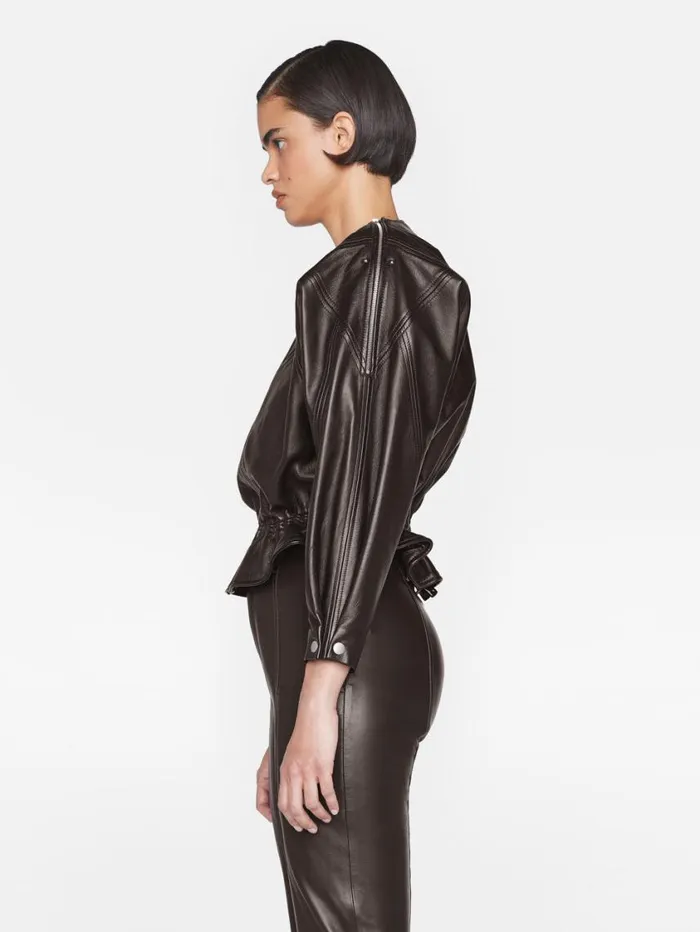 Women Jackets and Coats FRAME Slouchy Zip Up Jacket 8212 Espresso