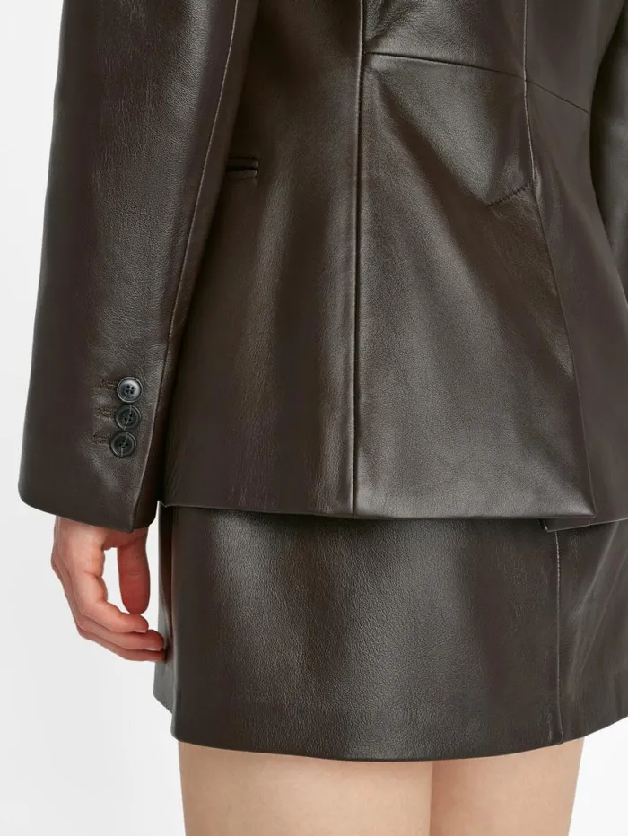Women Jackets and Coats FRAME The Femme Leather Blazer 8212 Espresso
