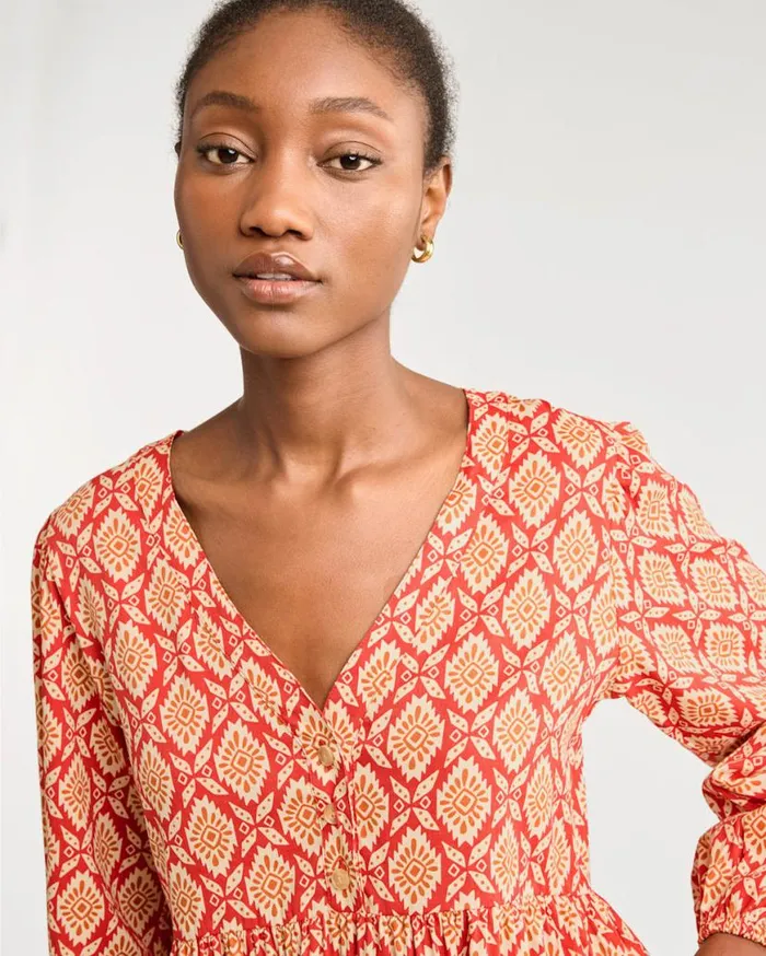 Women JANA VNECK DRESS Red Multi Pendleton Skirts and Dresses