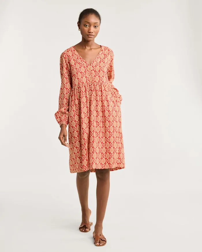 Women JANA VNECK DRESS Red Multi Pendleton Skirts and Dresses