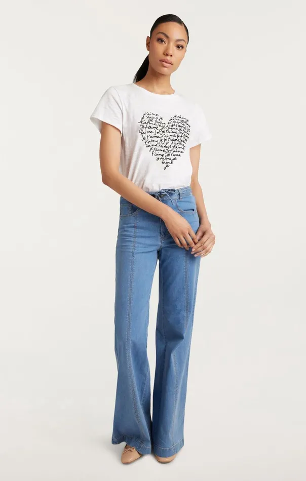 Women Je T039aime Heart Tee Whiteblack Cinq Sept Tees