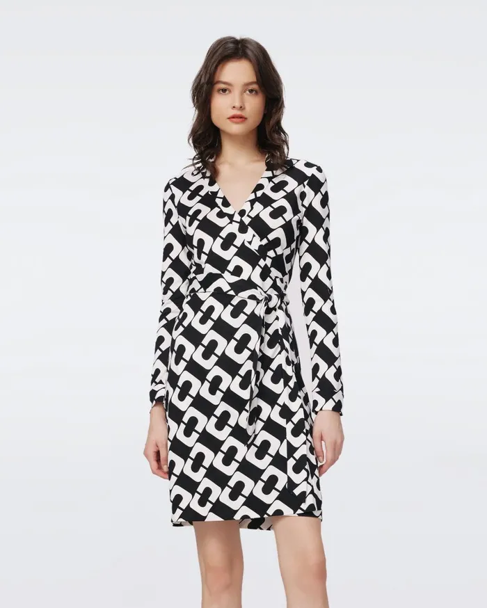 Women Jeanne Silk Jersey Wrap Dress Chain Link Giant DVF Dresses Women Jeanne Silk Jersey Wrap Dress Chain Link Giant DVF Dresses