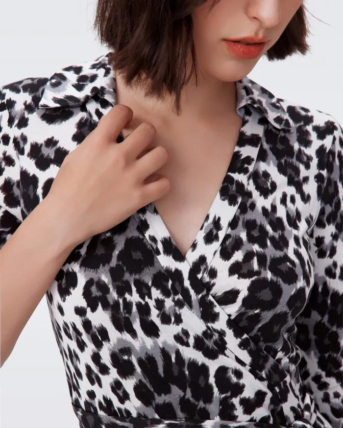 Women Jeanne Silk Jersey Wrap Dress Heritage Snow Cheetah DVF Dresses Women Jeanne Silk Jersey Wrap Dress Heritage Snow Cheetah DVF Dresses