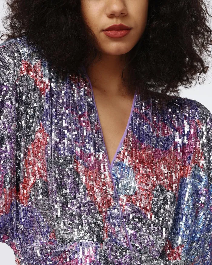 Women Jessel Sequin Dress Redemption Rose Blue Red DVF Dresses
