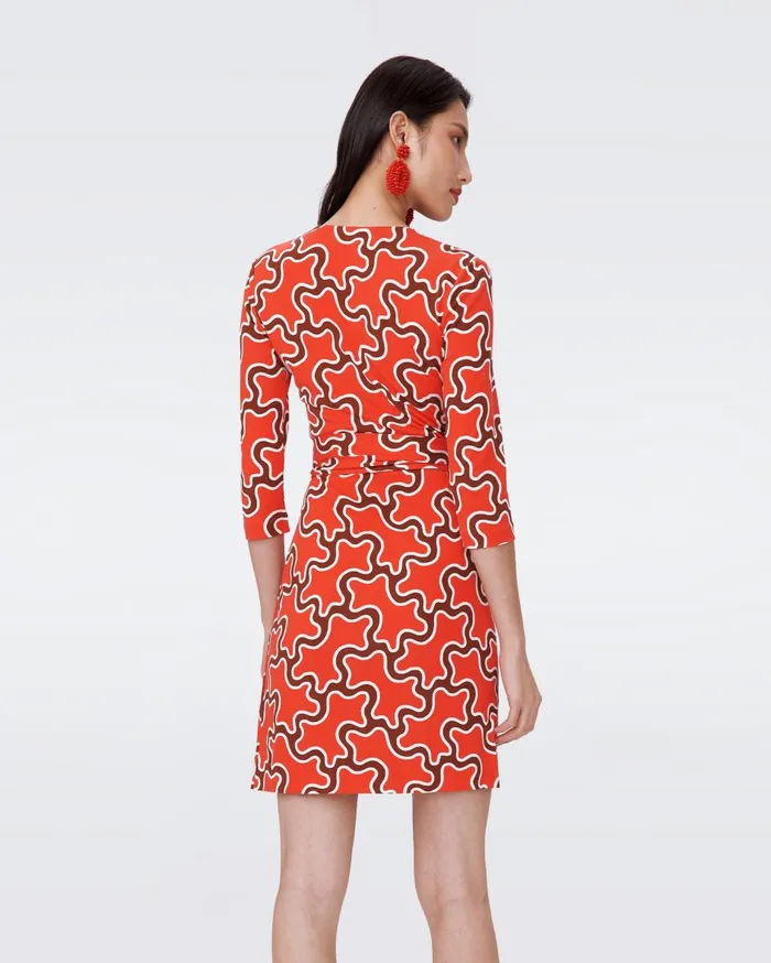 Women Julian Silk Jersey Wrap Dress Cloud Patch Red DVF Dresses