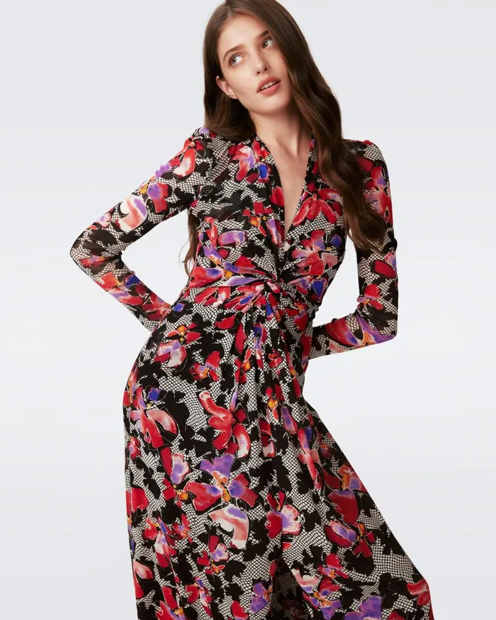 Women Kassia Mesh Dress Odette Floral DVF Dresses