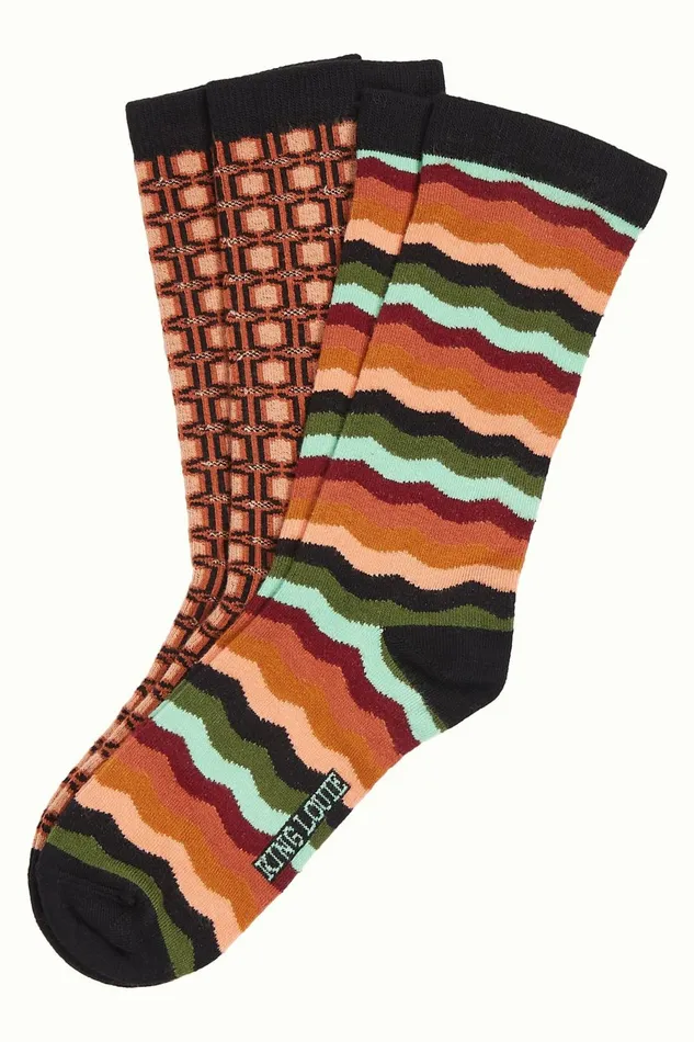 Women King Louie Gift Box Socks Mayfield Maple Orange 8211 Mayfield Socks