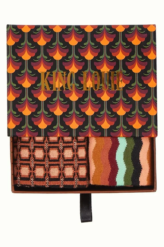 Women King Louie Gift Box Socks Mayfield Maple Orange 8211 Mayfield Socks